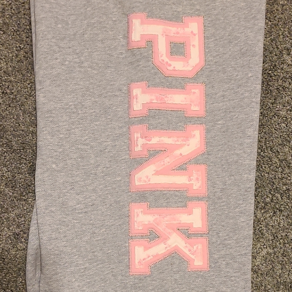 LoveShackFancy Gray Wide Leg Sweatpants with Pink Accents - Picture 12 of 14